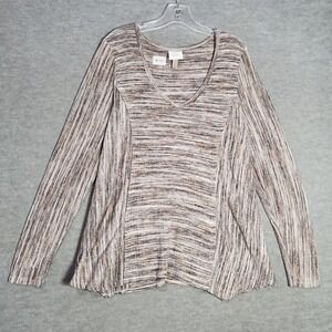 Knox Rose Women Sweater XL Beige‎ Long Sleeve V Neck Pullover Stretch